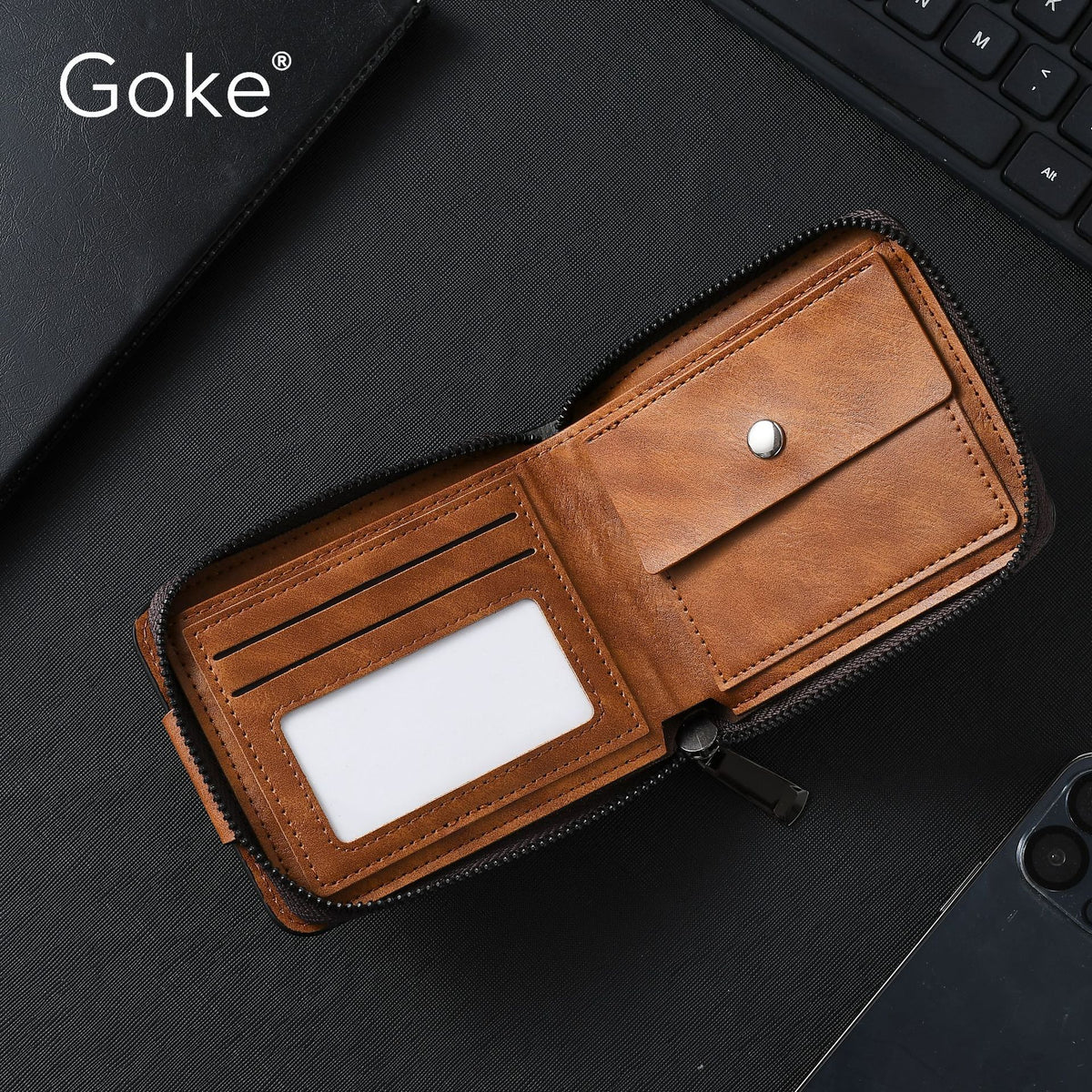 Popular Men's Short Business Zipper Clutch Men's Wallet