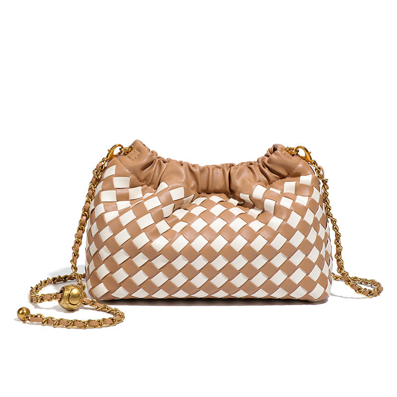 Women's Pleated Cloud Fashion Golden Ball Hand-woven Bags