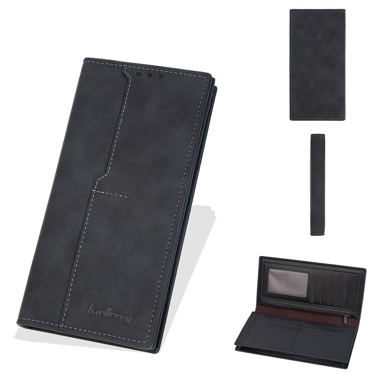 Men's Long Retro Green Simple Zipper Large Men's Wallet