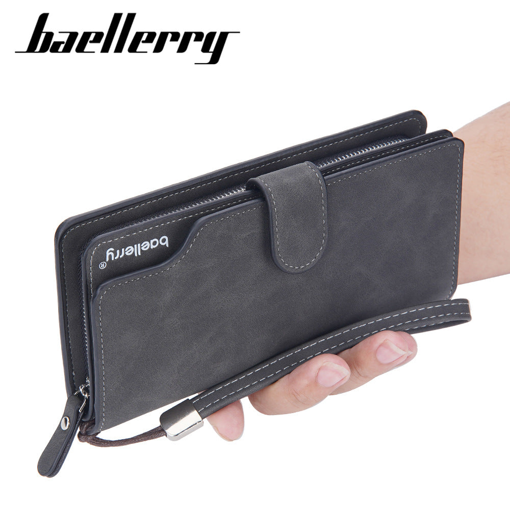 Men's Long Zipper Clutch Retro Dull Polish Bags