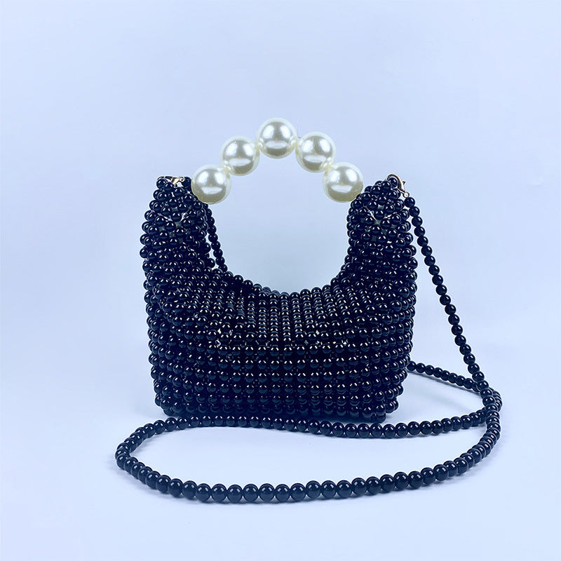 French Retro Hand-woven Large Pearl Elegant Handbags