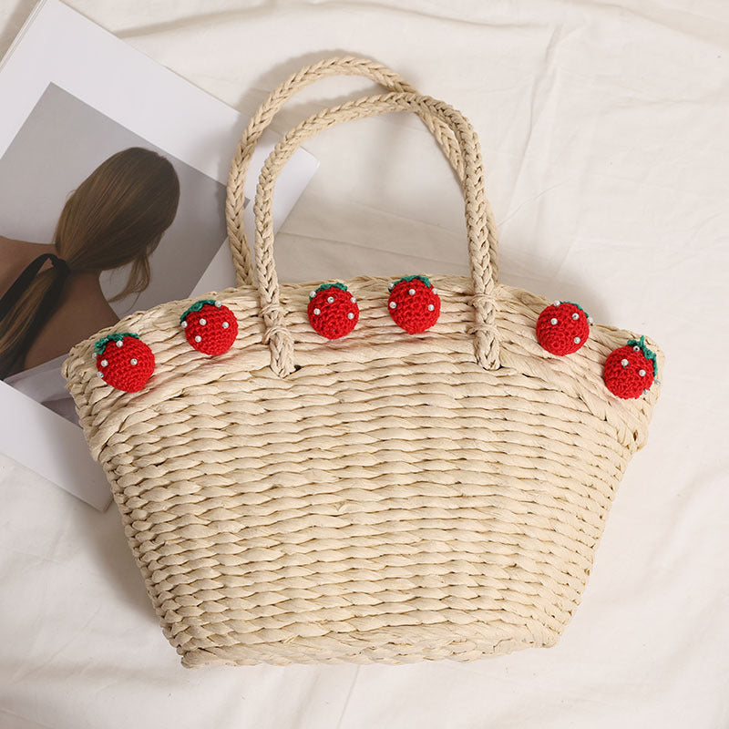 Vegetable Basket Hand Carrying Large Capacity Straw Bags