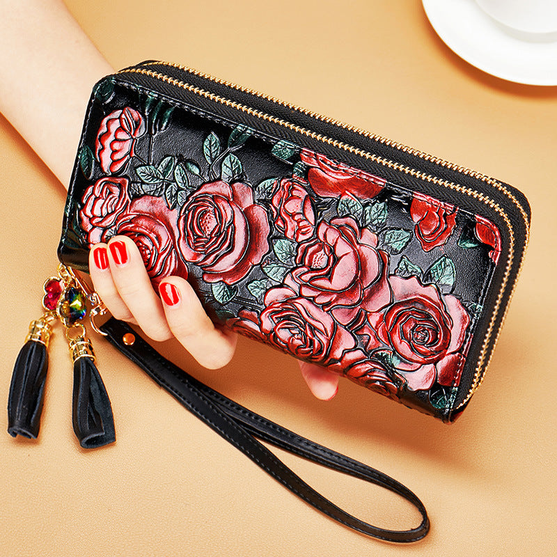 Women's Long Zipper Elegant Fashion Leather Large Ladies Wallets