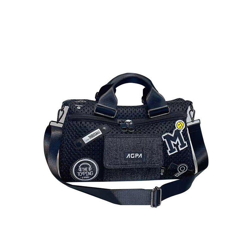 Women's Korean Mesh With Cowhide Fashionable Large Handbags