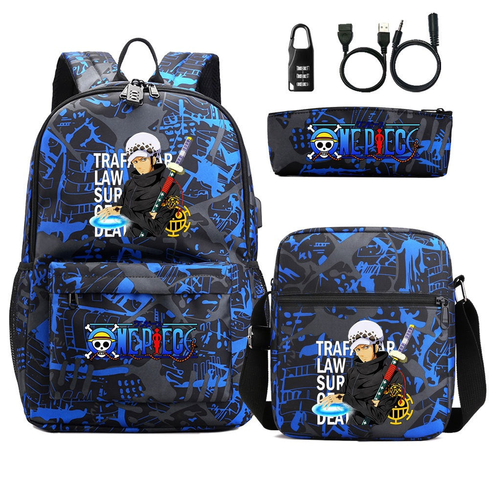 Women's & Men's & Cartoon One Piece Password Pencil Middle School Students' Schoolbags