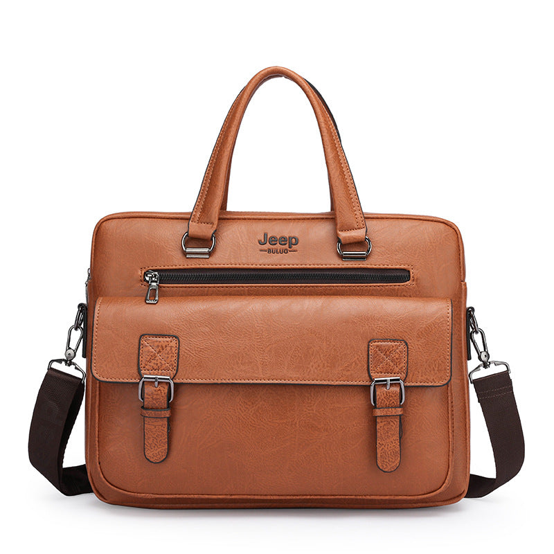 Men's Fashion Jeep Business Retro Leather Men's Briefcases