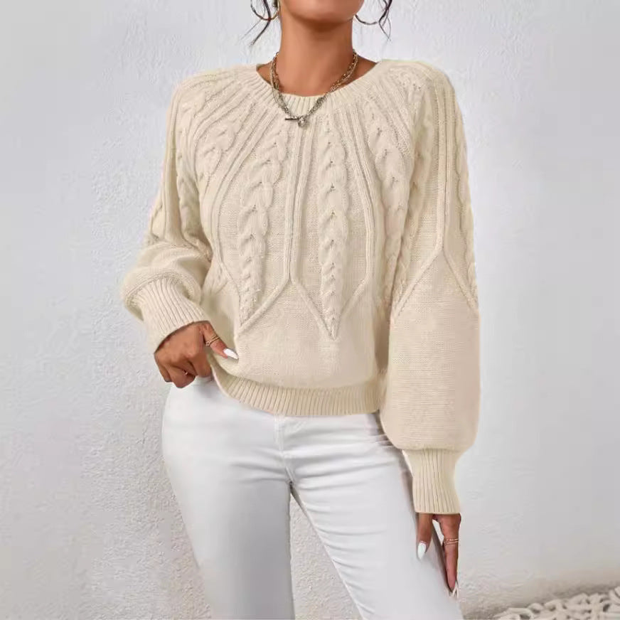 Women's Pullover Round Neck Knitted Long Sleeve Sweaters