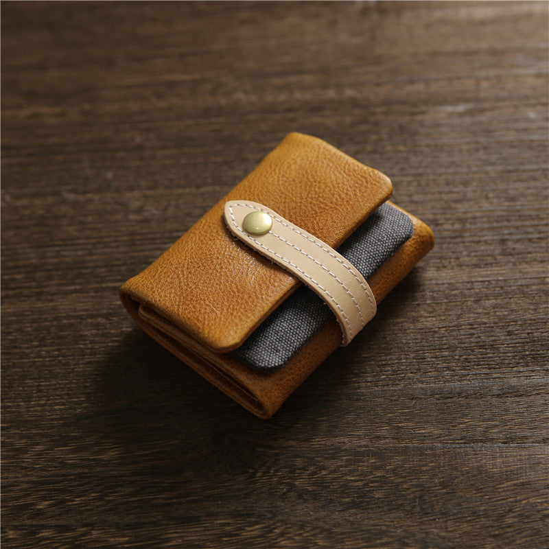 Men's Handmade Short Genuine Leather Trifold First Men's Wallet