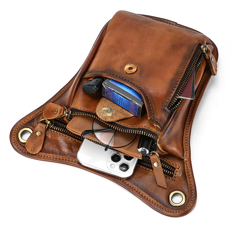 Men's Retro Vegetable Tanned Leather Trendy Cool Leg Men's Waist Packs