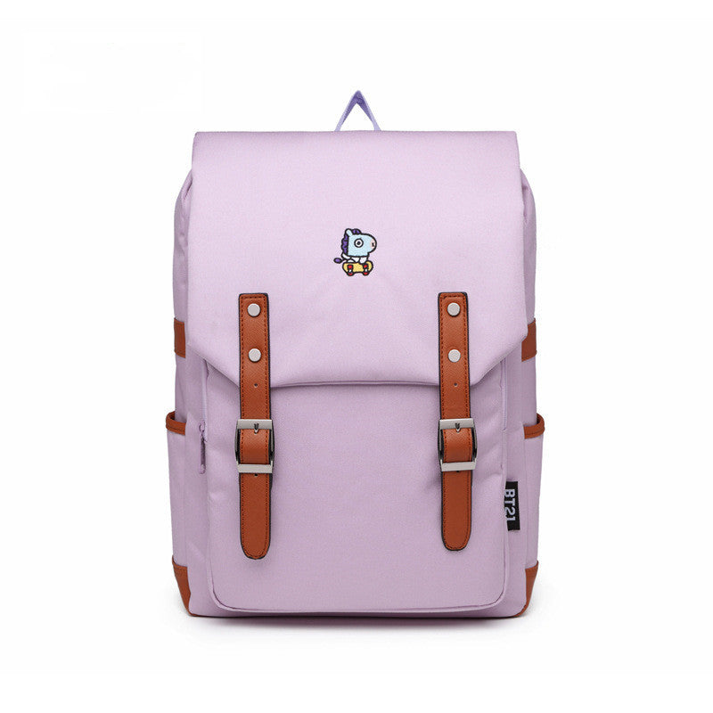 Korean Style Solid Color Retro Computer Backpacks