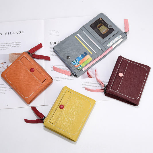 Women's Short Korean Fashion Double Zipper Soft Ladies Wallets
