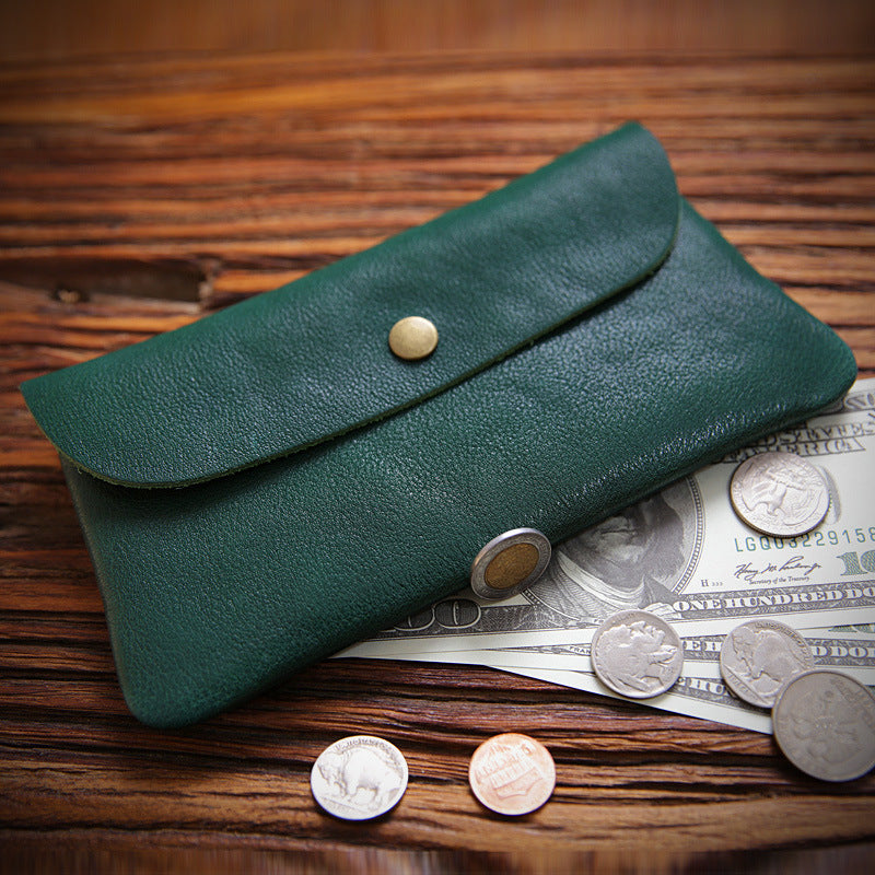 Men's Retro Handmade Long First Layer Cowhide Genuine Leather Large Capacity Men's Wallets