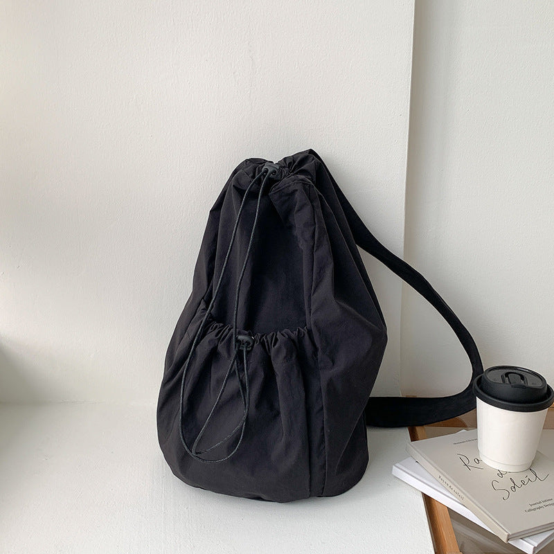 Artistic Nylon Drawstring Pleated Large Capacity Crossbody Bags