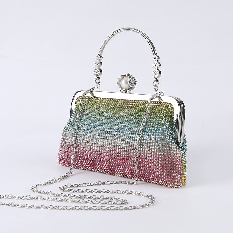 Women's Distinguished Diamond Sequined Dinner Dress Evening Bags