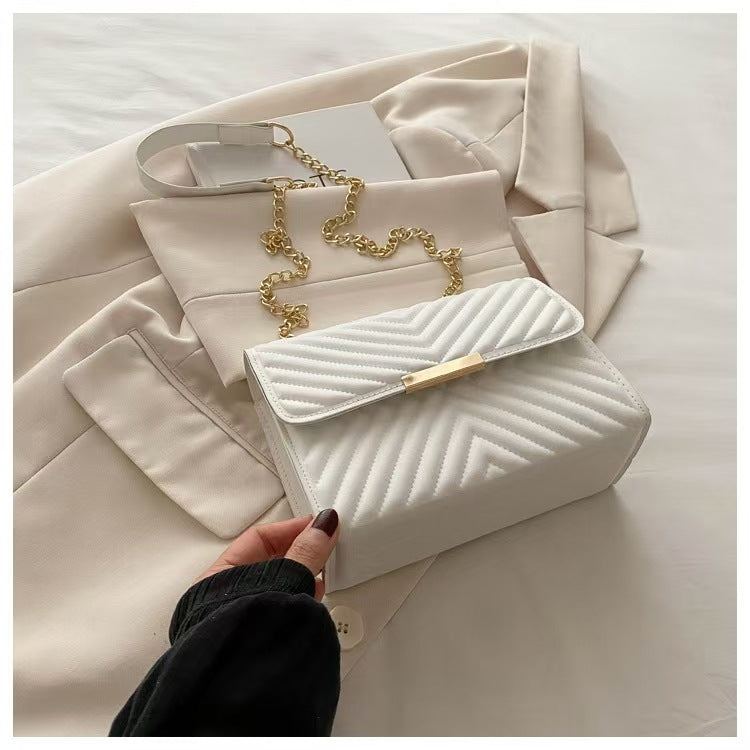 Indentation Diamond Quilted Fashion Simple Autumn Retro Textured Women's Shoulder Bag