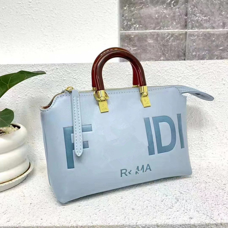 Women's F Vintage Indentation Printed Boston Temperament Handbags