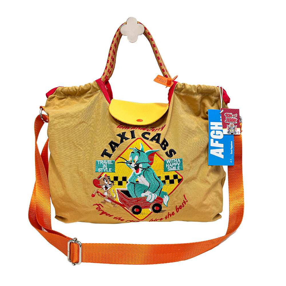 Warner Authorized Cat Mouse Embroidered Portable Women's Handbag