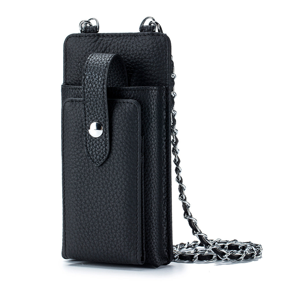 Women's Chic Mobile Genuine Leather Chain Mini Phone Bags