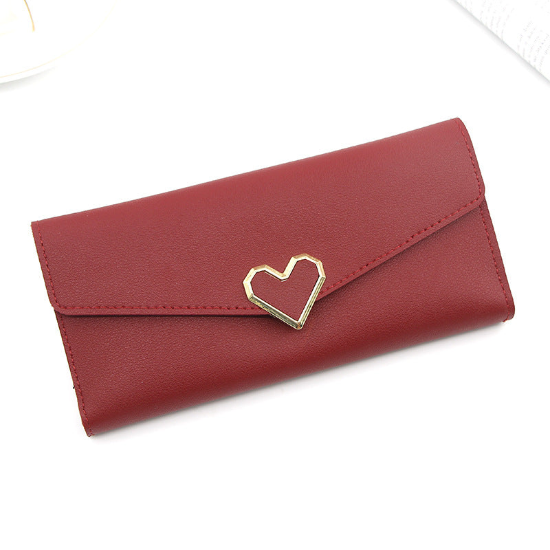 Women's Fashion Simple Heart-shaped Long Large Capacity Clutch Card Holder