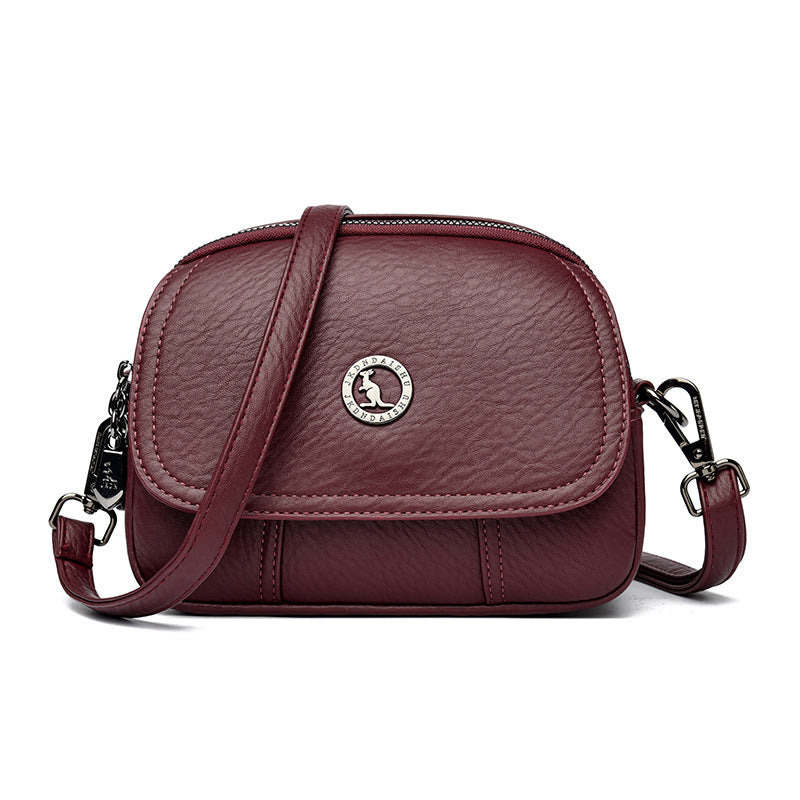 Soft Leather Round Chinese Style Kangaroo Retro Bags