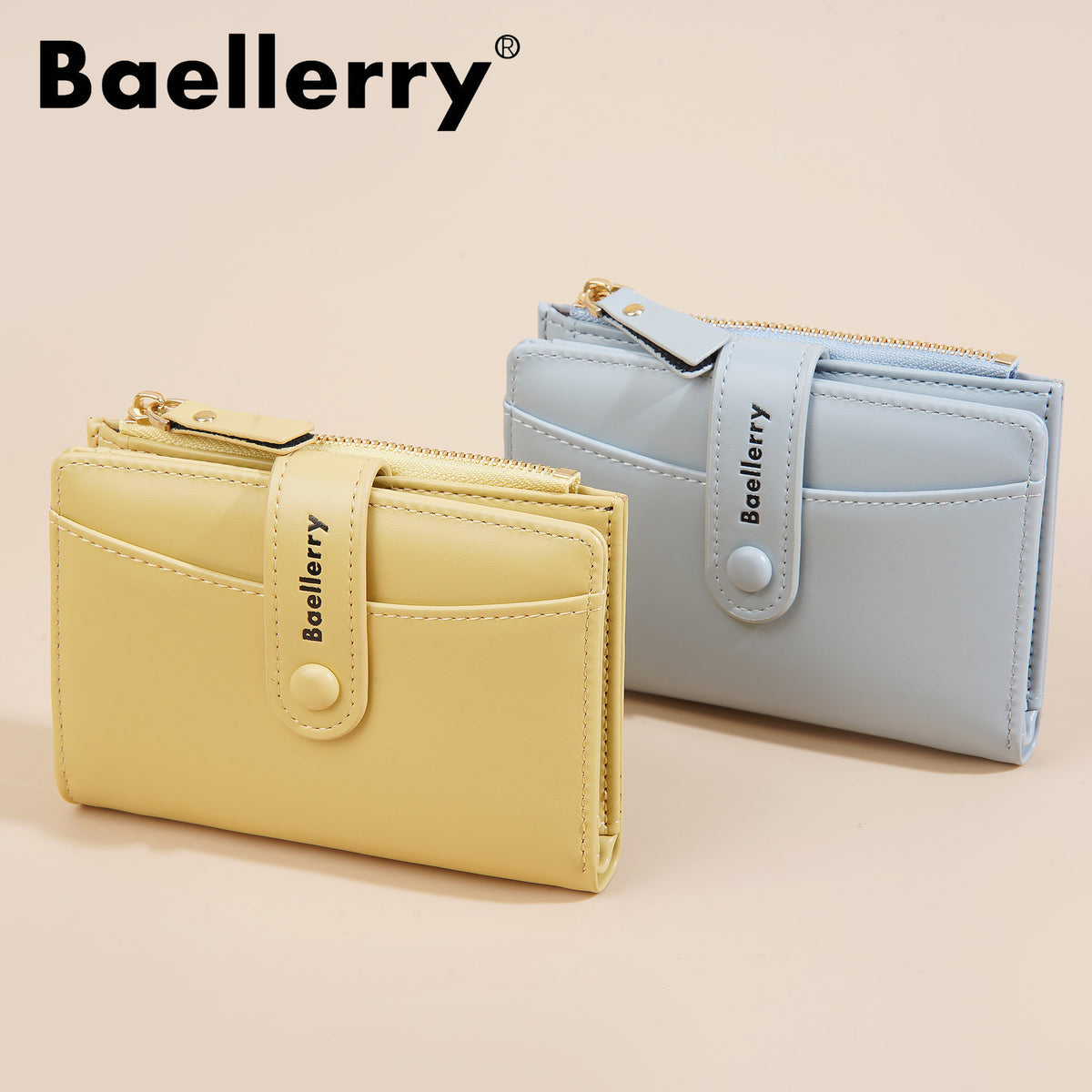 Women's High-grade Macaron Color Short Large Capacity Two-fold Purses