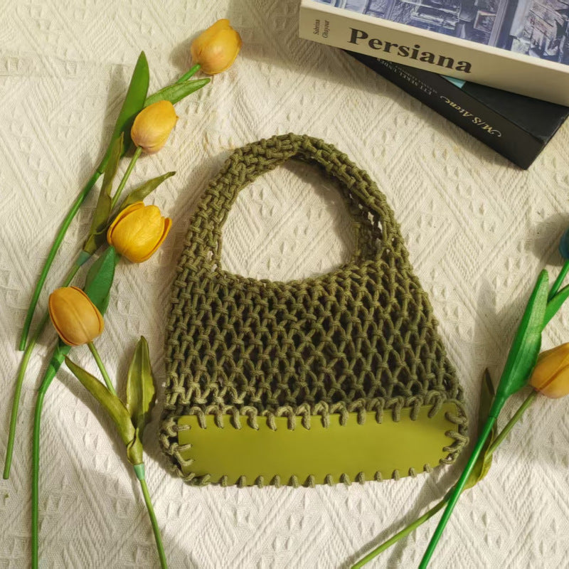 Handmade Woven Cotton String Hollow Style Fresh Bags