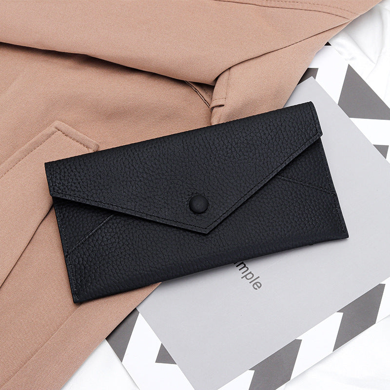 Women's Long Genuine Leather Soft Banknote Clip Ladies Wallet