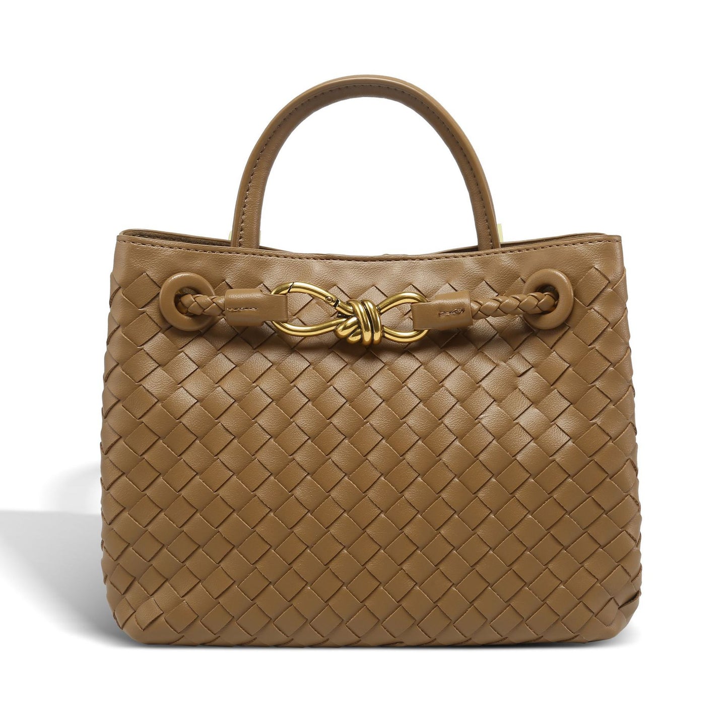 Women's Metal Cord Fastener Woven Portable Large Handbags