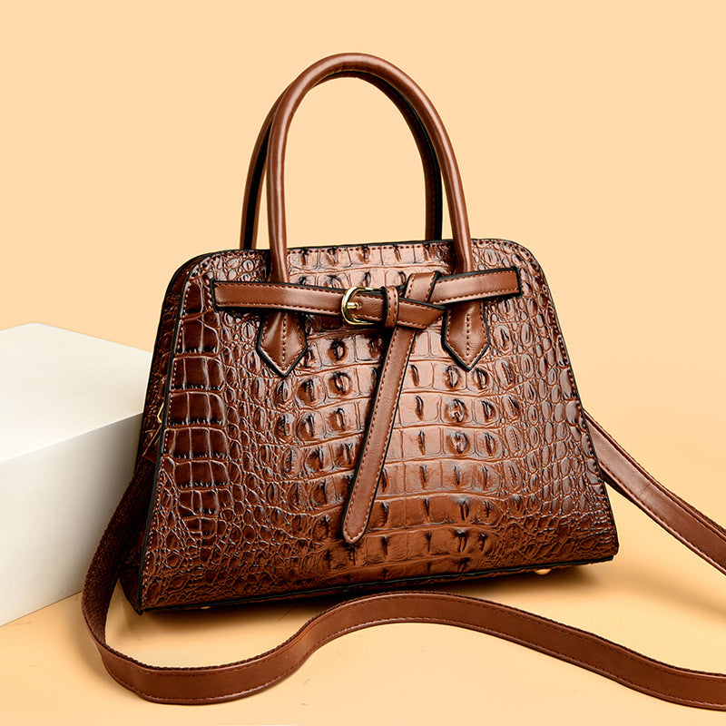 Large Fashion Simple Crocodile Pattern Capacity Women's Handbag