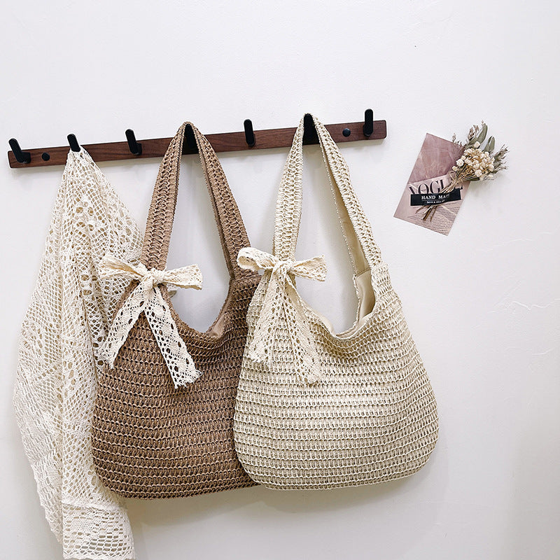 Women's Straw Silk Scarf Personality Trendy Vacation Style Large Capacity Shoulder Bags