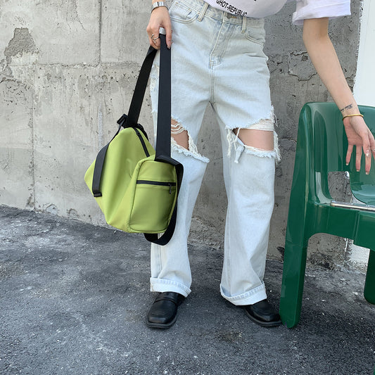 Women's Straps Large Elastic Fabric Simple Korean Shoulder Bags