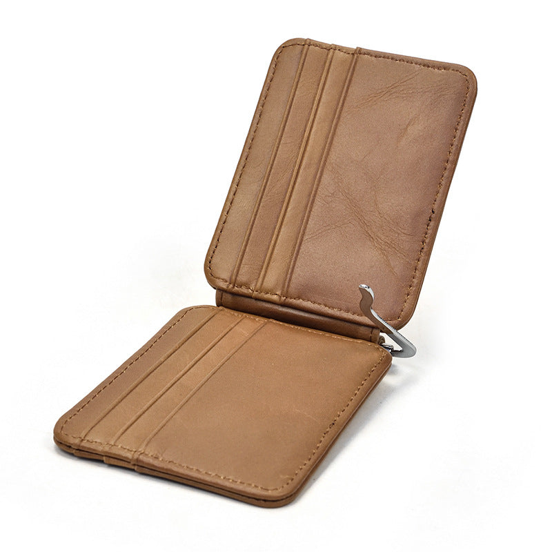 Men's Genuine Leather Retro Clamp First Layer Men's Wallets