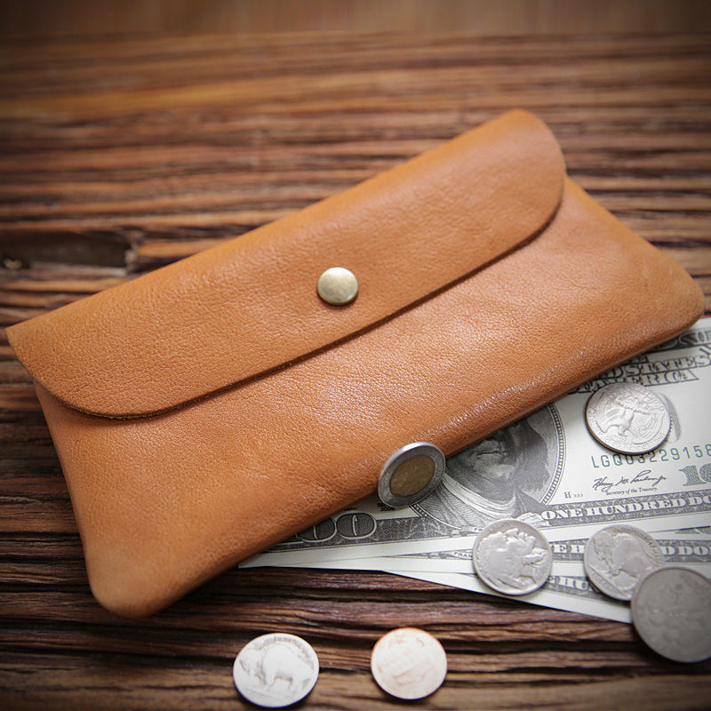 Men's Retro Handmade Long First Layer Cowhide Genuine Leather Large Capacity Men's Wallets