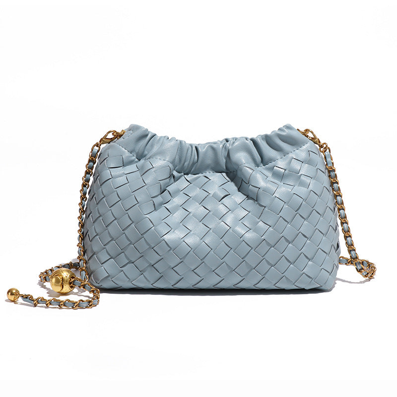 Women's Pleated Cloud Fashion Golden Ball Hand-woven Bags