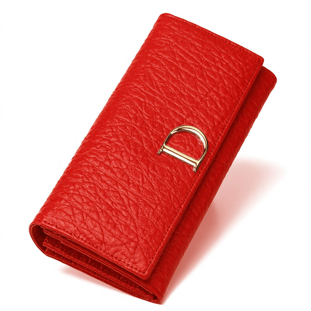 Women's Long Genuine Leather Cowhide Pure Multi Slots Ladies Wallet