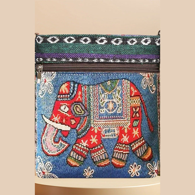 Women's Elephant Owl Shopping Canvas Trendy Women's Messenger Bag