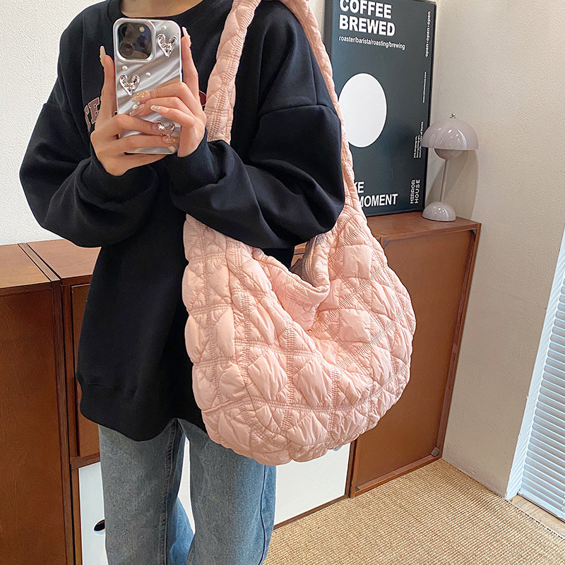 Pleated Large Capacity Cloud Niche High-grade Down Crossbody Bags