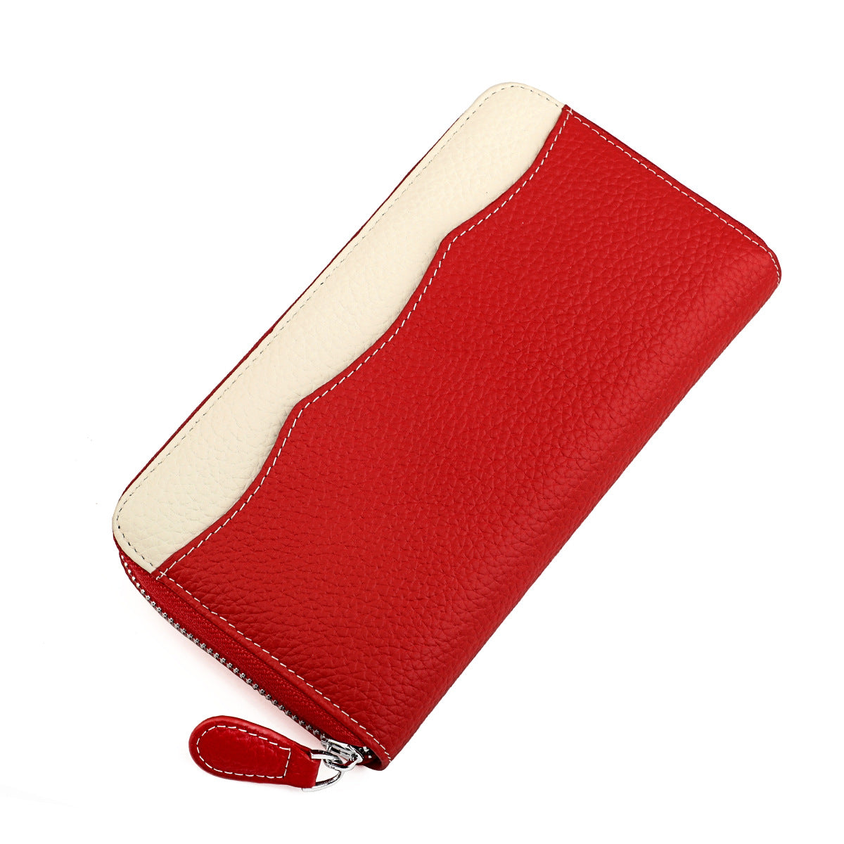 Passport Style First Layer Long Cowhide Ladies Wallet