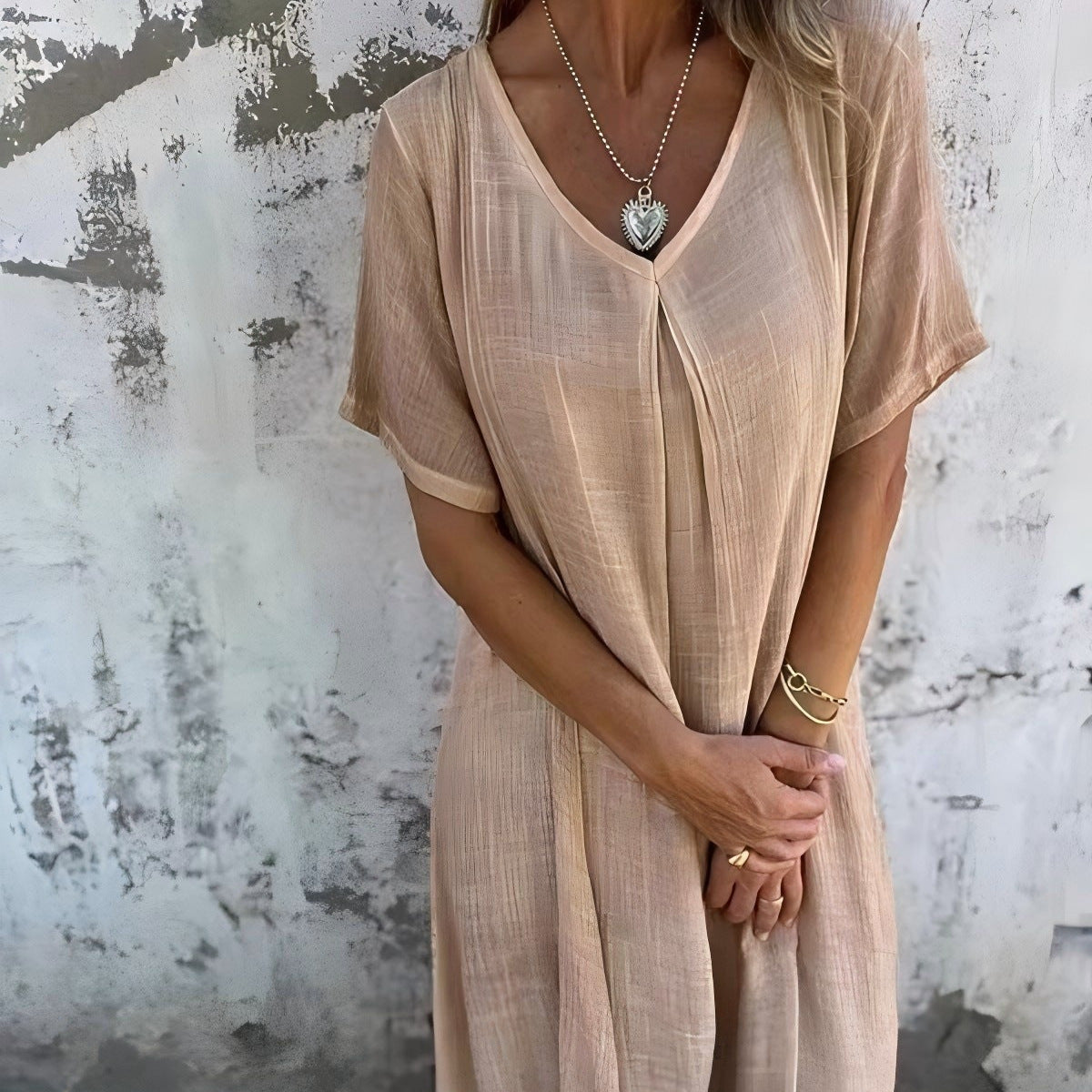 Casual Loose Dress Sleeve Solid Color Dresses