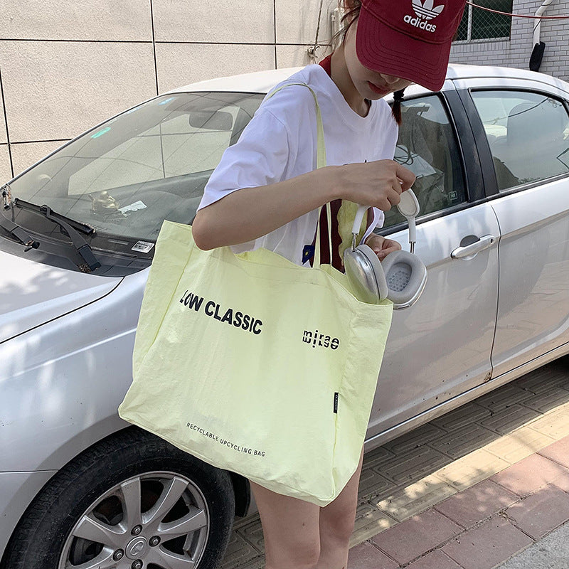 Live Streaming Large Capacity Canvas Korean Style Portable Commuter Shopping Women's Shoulder Bag