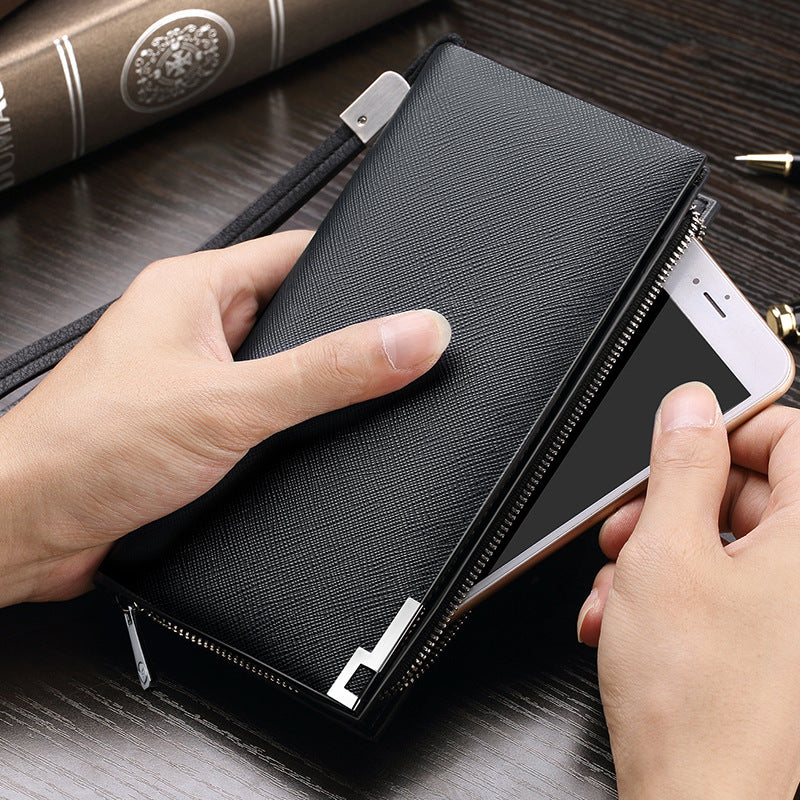 Men's Paul Long Genuine Leather Cowhide Zipper Card Holder