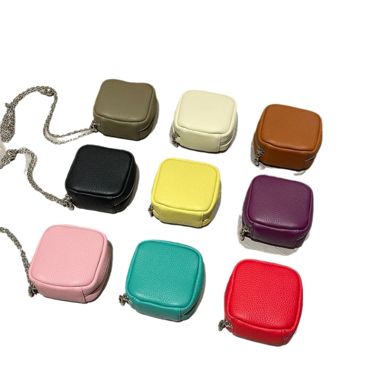 Top Layer Cowhide Halter Mini Storage Small Square Bags