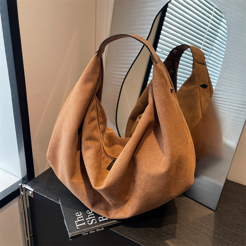 Women's Loose Large Capacity Commuter Suede Shoulder Bags