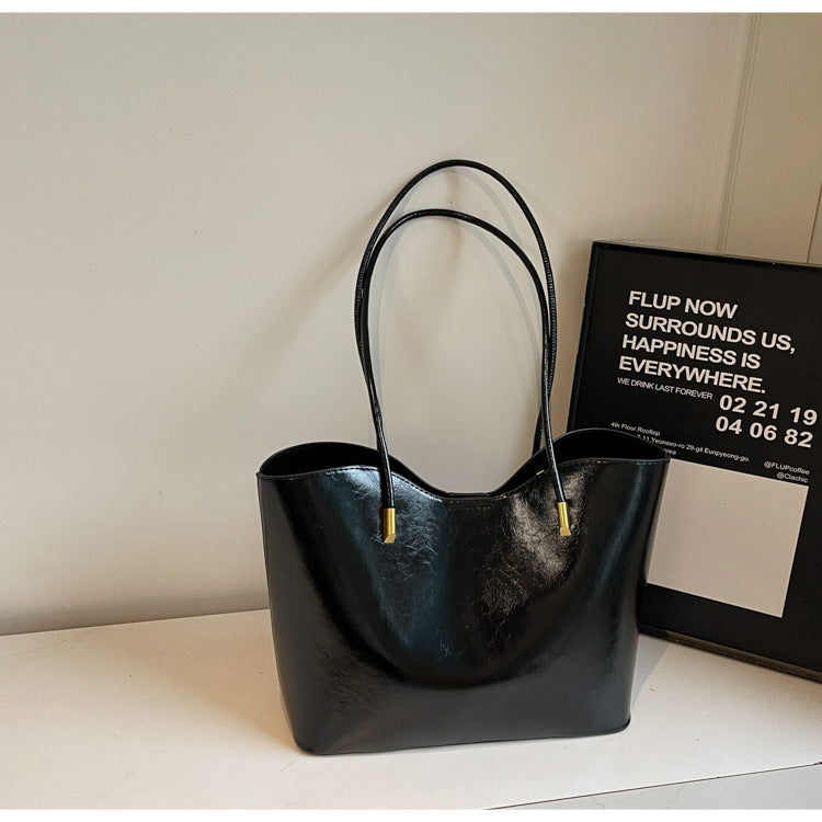 Women's Fashion Texture Solid Color Commute Minimalist Large Shoulder Bags