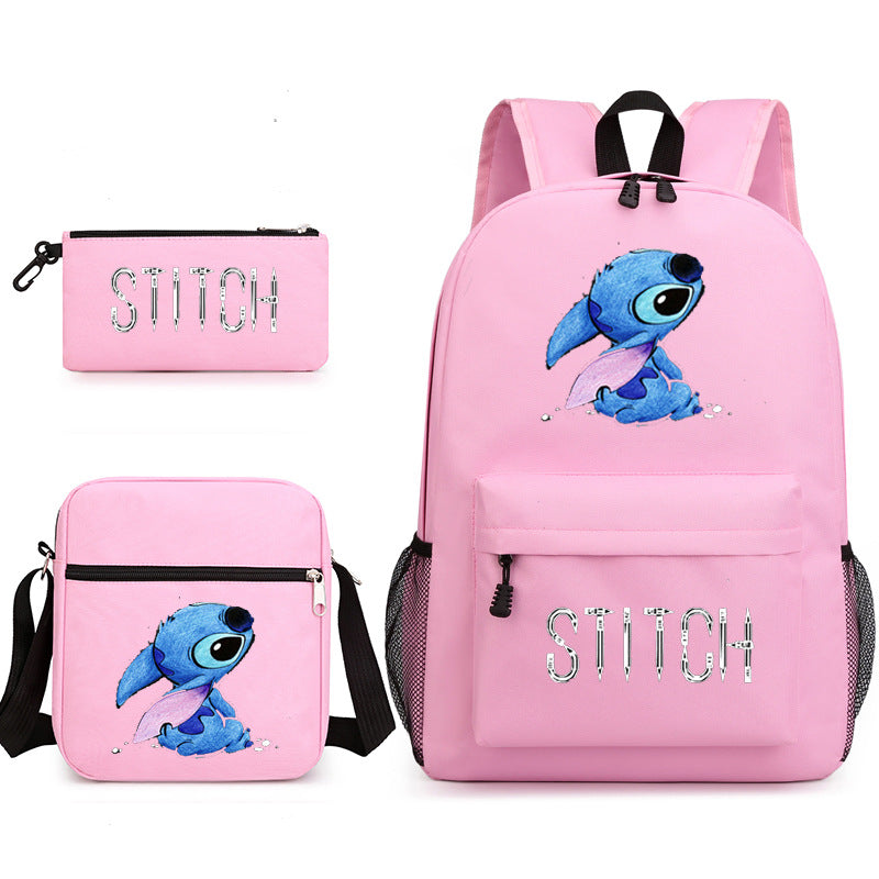 Star Stitch Pencil Black Three-piece Set Backpacks