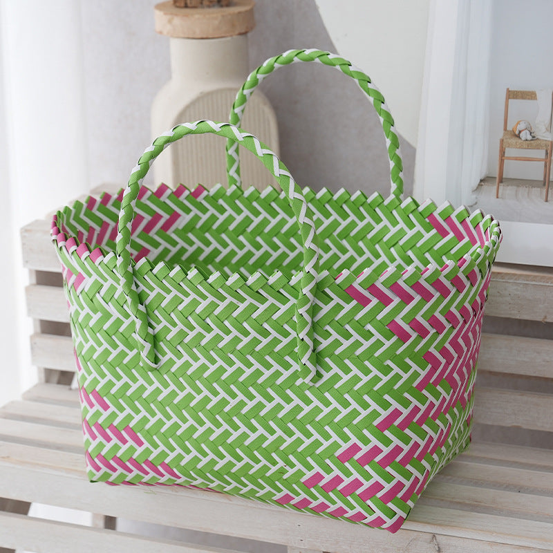 Women's Portable Vegetable Basket Woven Large Capacity Beach Tote Bags