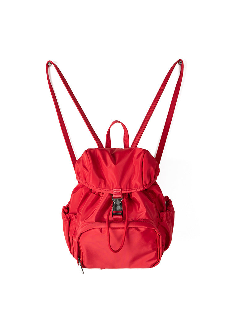 Women's Korean Niche Design Nylon Material Solid Color Backpacks