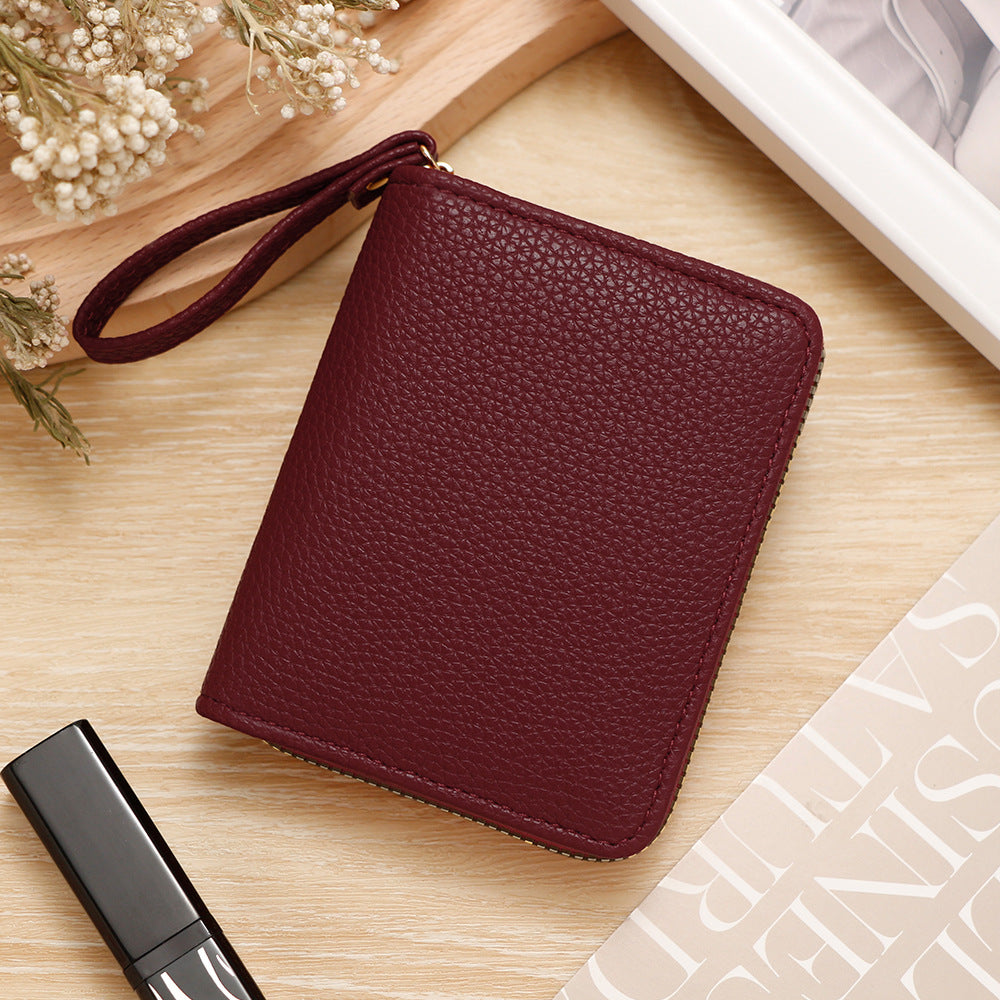 Women's Solid Color Lychee Pattern Large Capacity Ladies Wallet