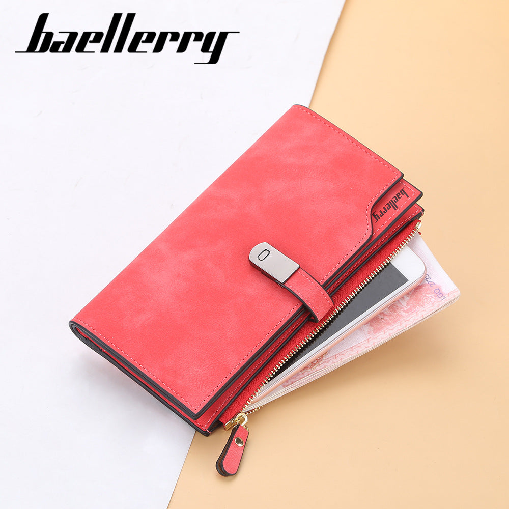 Women's Long Korean Style Multiple Slots Zipper Buckle