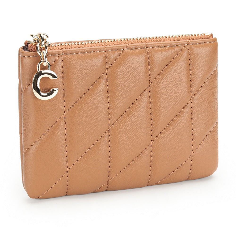 Women's Fashion Thin Section Zipper Leather Embroidered Ladies Wallet